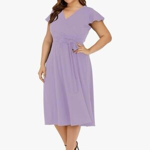 Light Purple Faux Wrap Dress